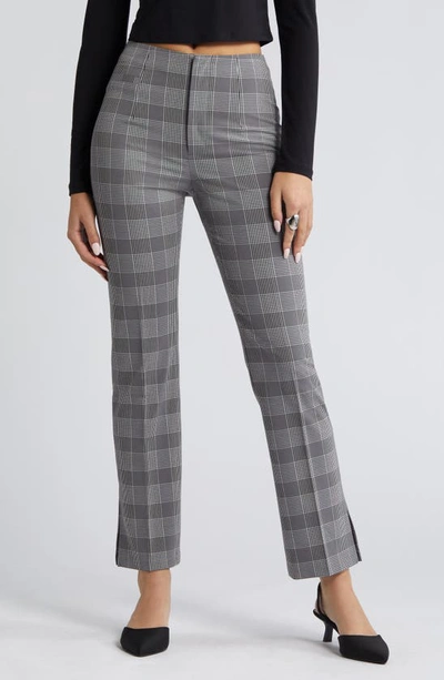 Open Edit Plaid Bootcut Suit Trousers In Grey Soly Plaid