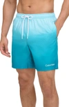 Calvin Klein Core Volley Gradient Stripe Swim Trunks In Atlantis