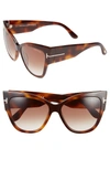 Tom Ford Anoushka 57mm Gradient Cat Eye Sunglasses - Shiny Havana/ Gradient Brown