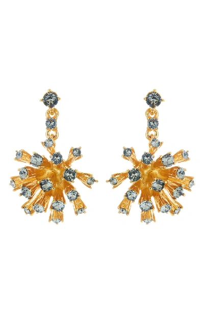 Oscar De La Renta Crystal Dandelion Drop Earrings In Black Diamond