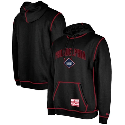New Era Men's  Black Philadelphia 76ers 2023/24 City Edition Satin Stitch Elite Pack Pullover Hoodie