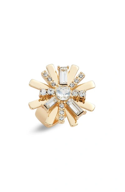 Nordstrom Crystal Starburst Cocktail Ring In Clear- Gold