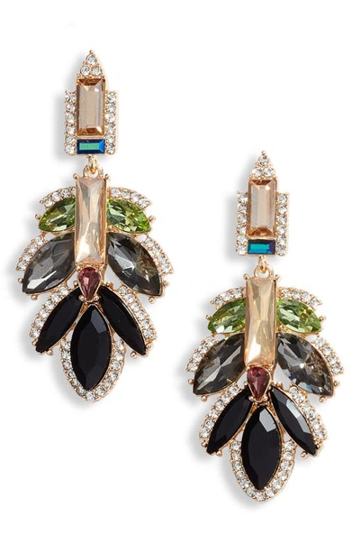 Nordstrom Crystal Leaf Drop Earrings In Green Ombre- Gold