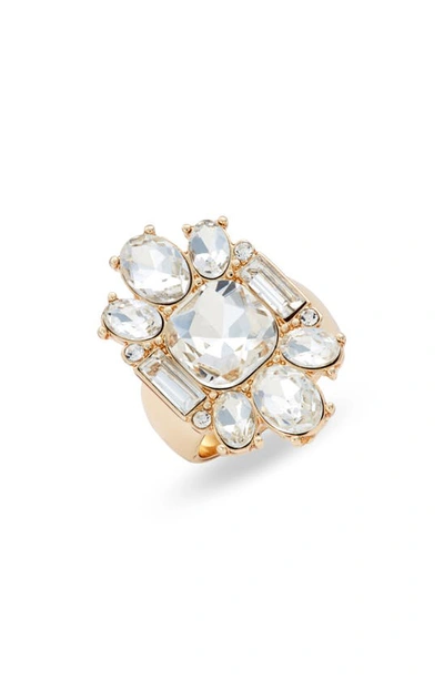 Nordstrom Crystal Cluster Cocktail Ring In Clear- Gold