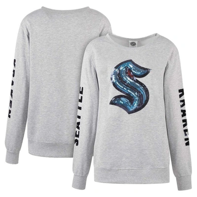 Cuce Heather Gray Seattle Kraken Sequin Pullover Sweatshirt