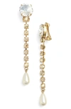 Miu Miu 'classic' Crystal & Bead Drop Earrings In Gold