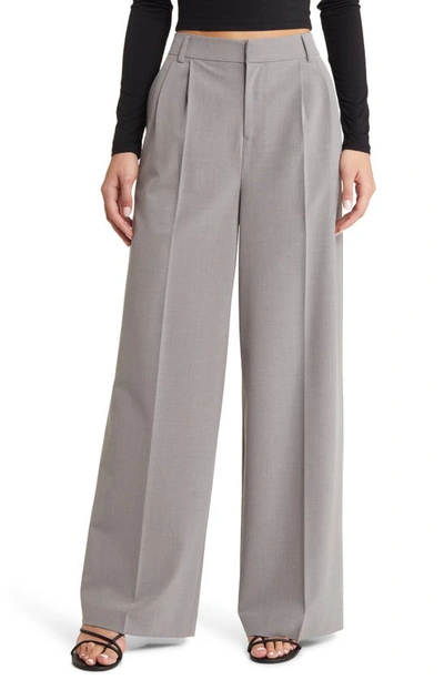 Open Edit Relaxed Waist Wide Leg Trousers In Grey Steel Heather