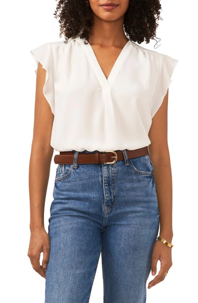 Vince Camuto Flutter Sleeve Top In New Ivory
