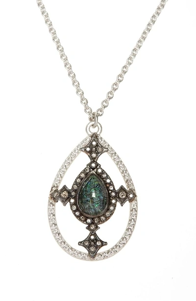 Armenta New World Diamond & Opal Pendant Necklace In Champagne/ Black