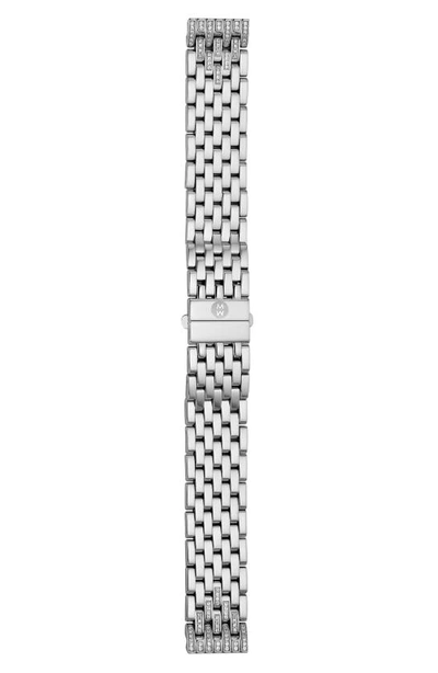 Michele Deco 16 16mm Diamond Bracelet Watchband In Gray