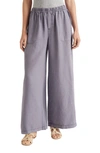 Splendid Angie Lyocell & Linen Palazzo Pants In Oyster