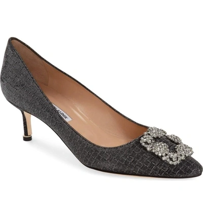 Manolo Blahnik 'hangisi' Crystal Embellished Pump In Black