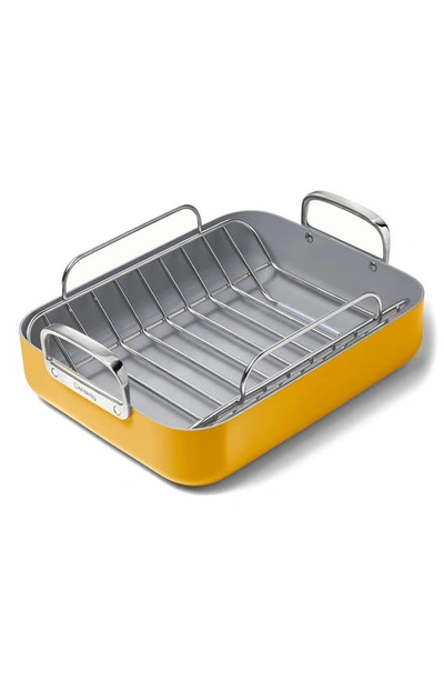 Caraway Ceramic Nonstick Roasting Pan & Wire Rack In Marigold