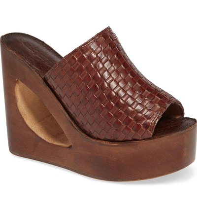 Jeffrey Campbell Comeback Wedge In Cognac Leather