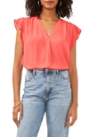 Vince Camuto Flutter Sleeve Top In Pink Allure