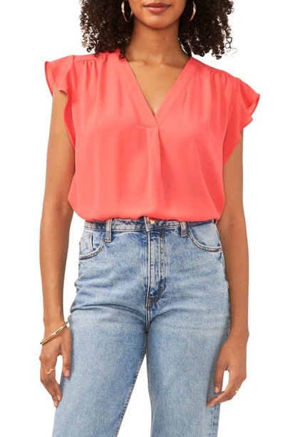 Vince Camuto Flutter Sleeve Top In Pink Allure