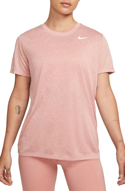 Nike Dri-fit Crewneck T-shirt In Red Stardust/pure