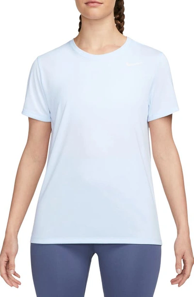 Nike Dri-fit Crewneck T-shirt In 423blue Tint/ White