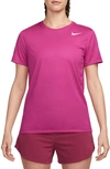 Nike Dri-fit Crewneck T-shirt In 615fireberry/ White