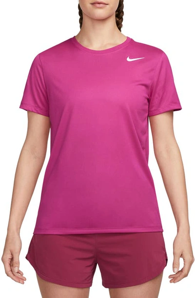 Nike Dri-fit Crewneck T-shirt In 615fireberry/ White