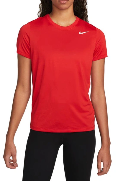 Nike Dri-fit Crewneck T-shirt In 657university Red/ White