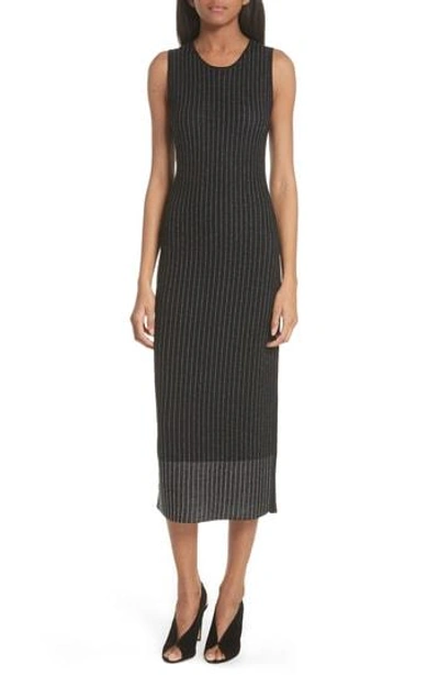 Grey Jason Wu Pinstripe Wool Knit Dress In Black/ Star White