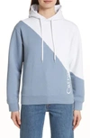 Vetements Volksbank Diagonal Hoodie In Light Blue/white