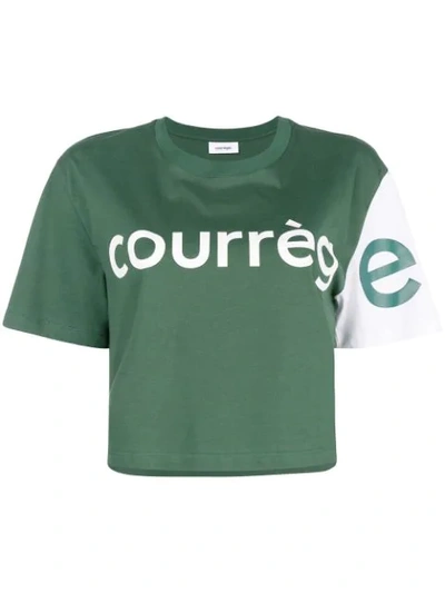 Courrèges Colour Block Cropped T In Green