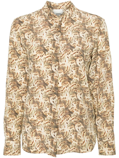 Isabel Marant Ilda Printed Stretch-silk Shirt In Neutrals