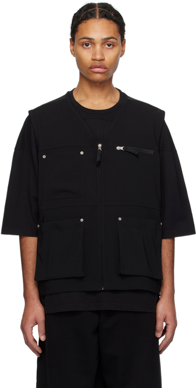 Mm6 Maison Margiela Multiple-pocket Zip-up Gilet In Black