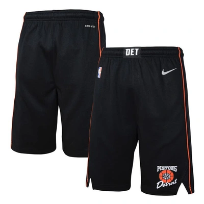 Nike Kids' Big Boys  Black Detroit Pistons 2023/24 City Edition Swingman Performance Shorts