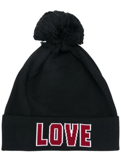 Dolce & Gabbana Love D & G Knit Pompom Beanie Hat In Multicolor