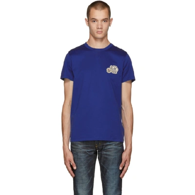 Moncler Blue Logo T-shirt In 124-709.blu