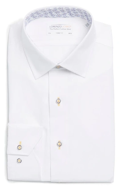 Lorenzo Uomo Trim Fit Solid Cotton Dress Shirt In White
