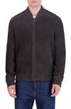 Cole Haan Signature Suede Bomber Jacket In Grey