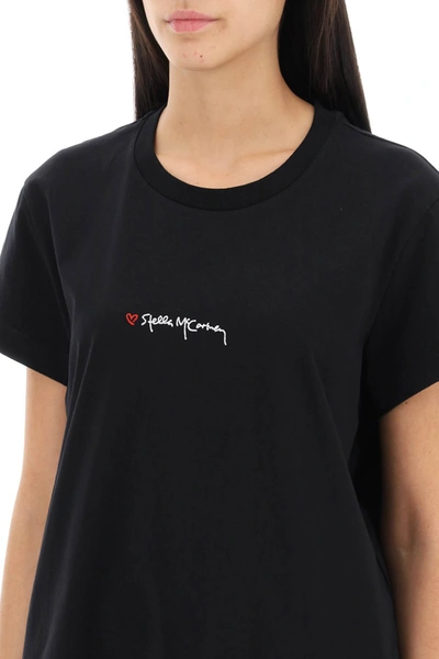 Stella Mccartney T Shirt With Embroidered Signature In Black