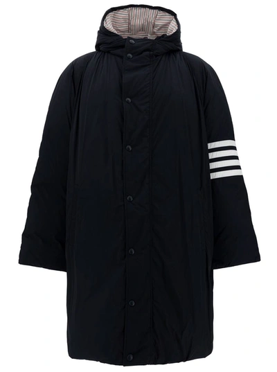 Thom Browne Blue Jacket With 4bar Detail In Nylon Man