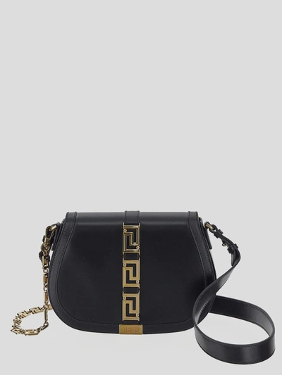 Versace Large Shoulder Bag In Blackgold