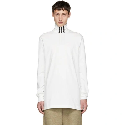Y-3 Striped Turtleneck Cotton-blend Top In Corewhtblac
