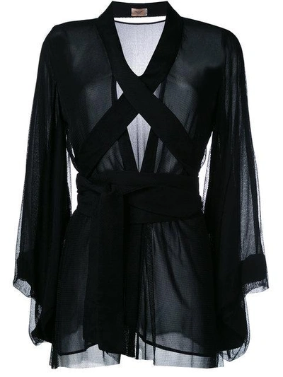 Ikonostas Sheer Kimono Top In Black