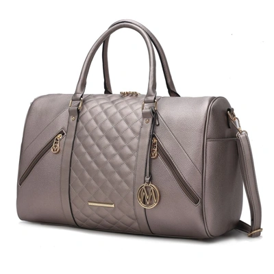 Mkf Collection By Mia K Allegra Vegan Leather Women's Duffle In Silver