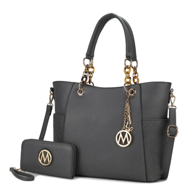 Mkf Collection By Mia K Merlina Embossed Pockets Vegan Leather Women's Tote Bag With Wallet - 2 Pieces In Pink