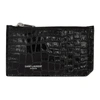 Saint Laurent Fragments Crocodile-effect Leather Cardholder In Black