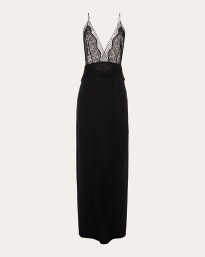 La Perla Women's Lace-trimmed Silk-satin Nightgown In Black