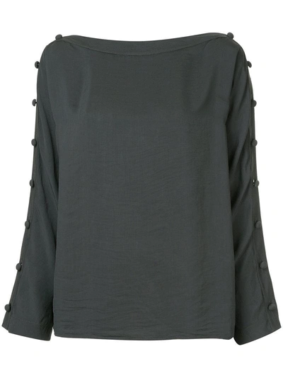 Smythe Button Sleeve Blouse - Black