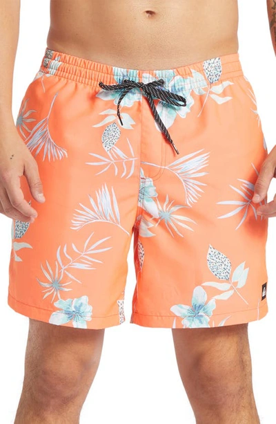 Quiksilver Everyday Mix Volley Swim Trunks In Fiery Coral