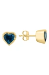 Effy Stone Heart Stud Earrings In Yellow Gold/ Blue
