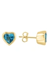 Effy Stone Heart Stud Earrings In Yellow Gold/ Topaz