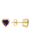 Effy Stone Heart Stud Earrings In Yellow Gold/ Purple