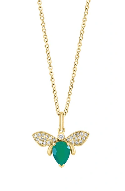 Effy Green Onyx & Diamond Bug Pendant Necklace
